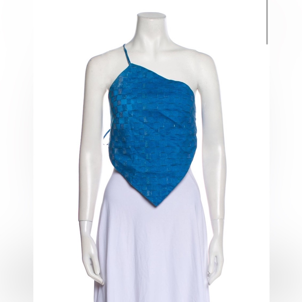 Paloma Wool One-shoulder Sleeveless Crop Top Blue in Small